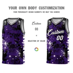 Purple Black Vice Burst Graffiti Stretch Basketball Jersey 3