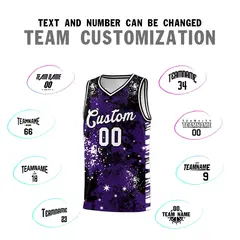 Purple Black Vice Burst Graffiti Stretch Basketball Jersey 4