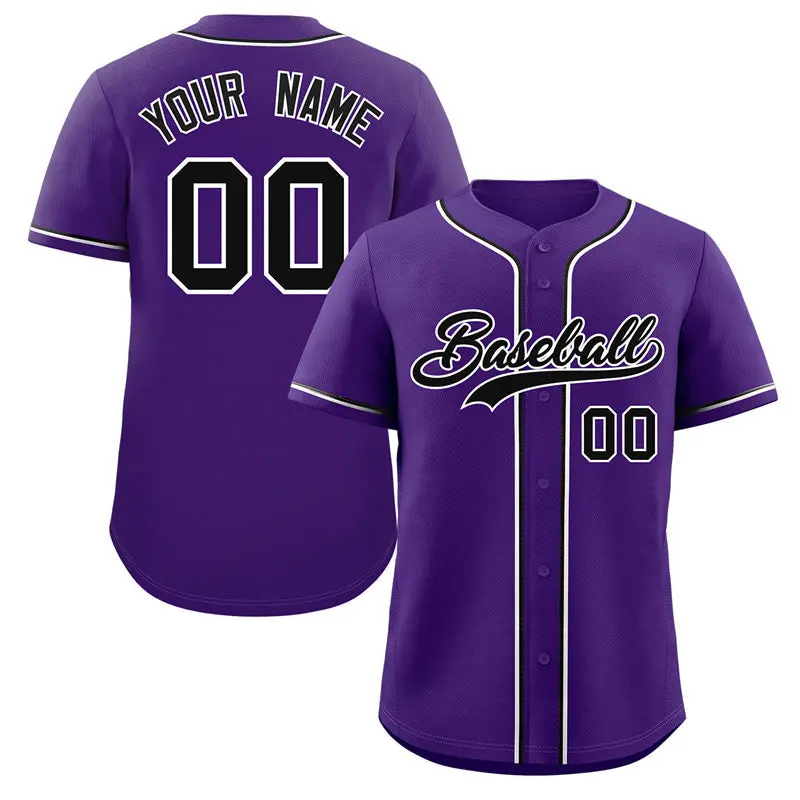 Purple Black-White Authentic Classic Baseball Jersey