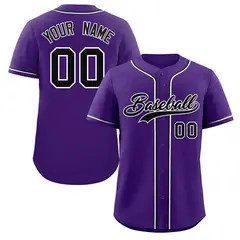 Purple Black-White Authentic Classic Baseball Jersey 1