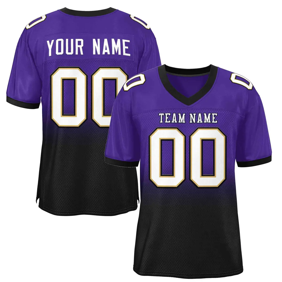 Purple Black White-Black Gradient Outdoor Football Jersey