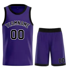 Purple Black-White Bull Classic Curved Basketball Jersey 1