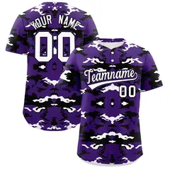 Purple Black-White Camo Authentic Baseball Jersey