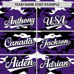Purple Black-White Camo Authentic Baseball Jersey 3