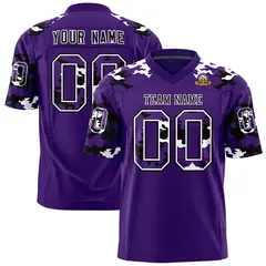 Purple Black-White Camo Authentic Football Jersey