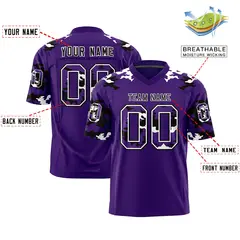 Purple Black-White Camo Authentic Football Jersey 2