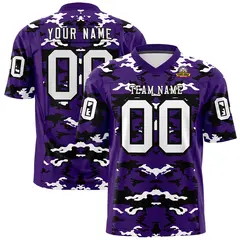 Purple Black-White Camo Authentic Football Jersey