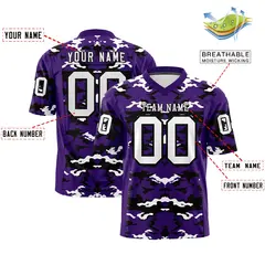 Purple Black-White Camo Authentic Football Jersey 2