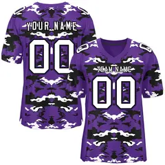 Purple Black-White Camo Authentic Football Jersey