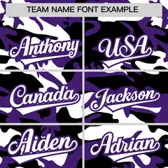 Purple Black White Camo Gradient Fashion Baseball Jersey 3