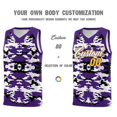 Purple Black-White Camo Sports Uniform Basketball Jersey 3