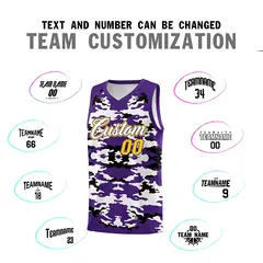 Purple Black-White Camo Sports Uniform Basketball Jersey 4