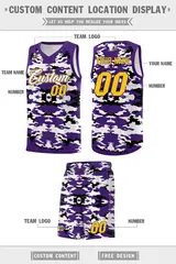 Purple Black-White Camo Sports Uniform Basketball Jersey 5