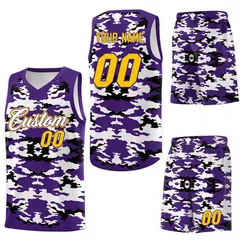 Purple Black-White Camo Sports Uniform Basketball Jersey 6