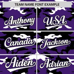 Purple Black-White Camo Varsity Full-Snap Letterman Jacket 3