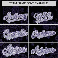 Purple Black White Cashew Flower Graffiti V-Neck Hockey Jersey 3