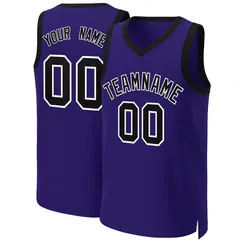 Purple Black-White Classic Basketball Jersey