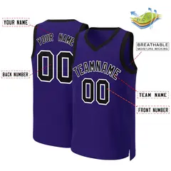 Purple Black-White Classic Basketball Jersey 2