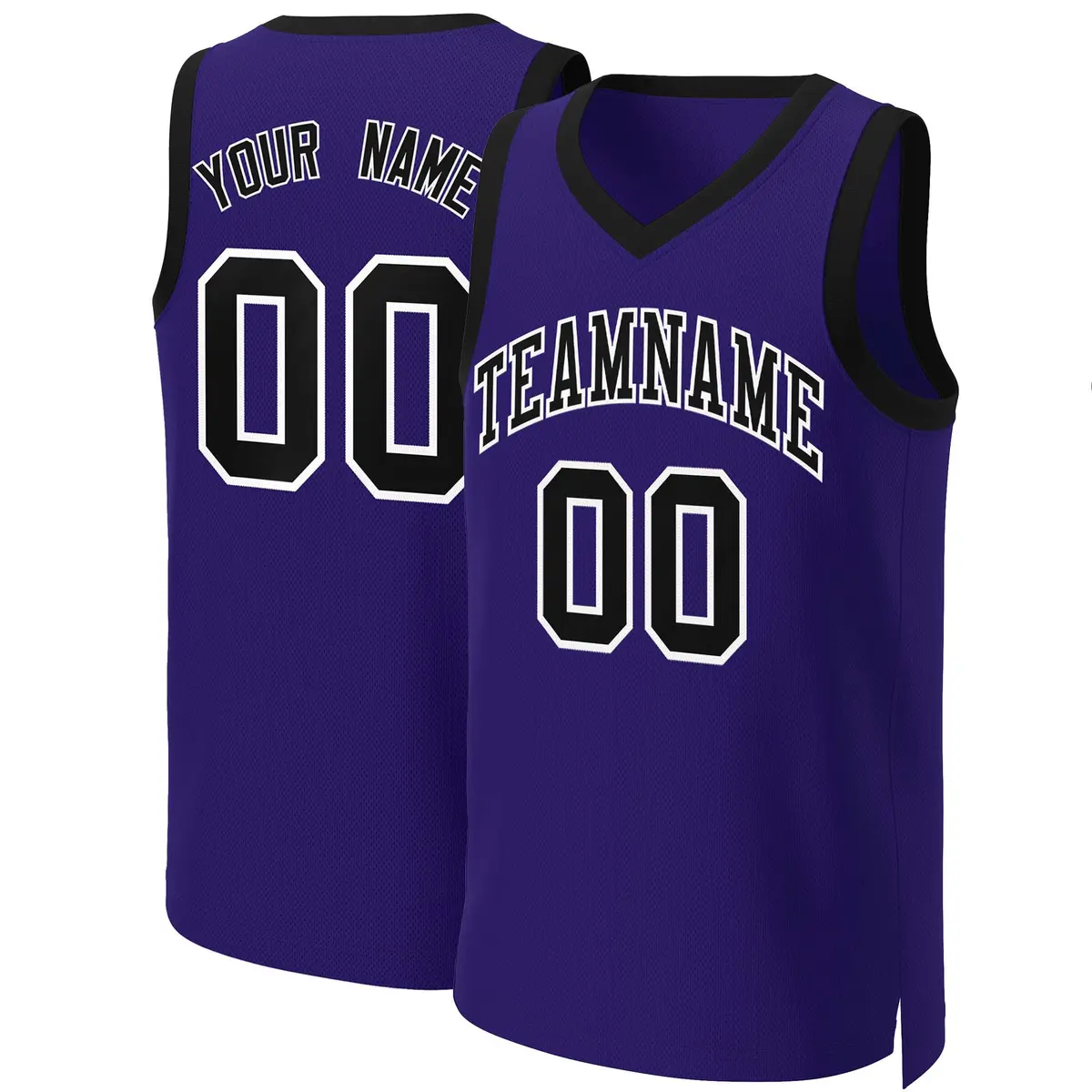 Purple Black-White Classic Basketball Jersey
