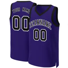 Purple Black-White Classic Basketball Jersey 1