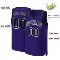 Purple Black-White Classic Basketball Jersey 2