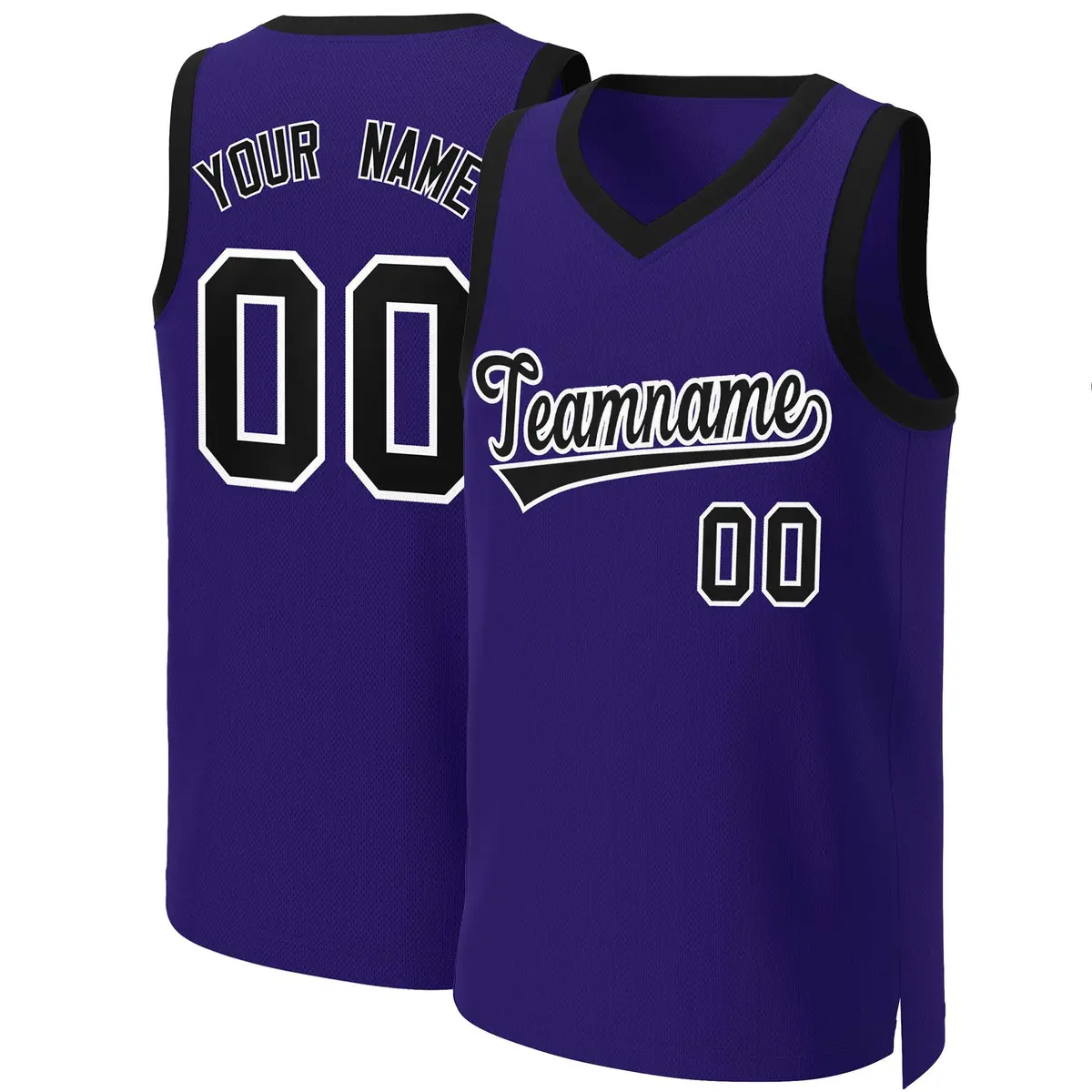 Purple Black-White Classic Basketball Jersey