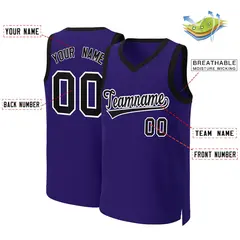 Purple Black-White Classic Basketball Jersey 2