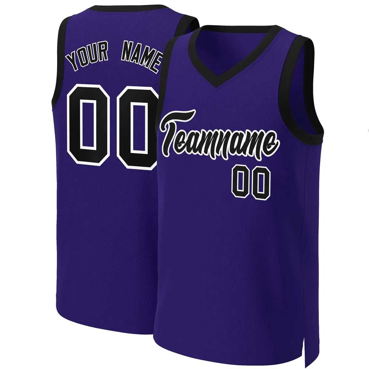 Purple Black-White Classic Basketball Jersey