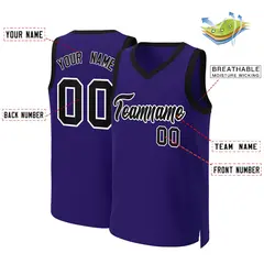 Purple Black-White Classic Basketball Jersey 2