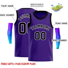 Purple Black-White Classic Casual Basketball Jersey 2