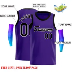 Purple Black-White Classic Casual Basketball Jersey 2