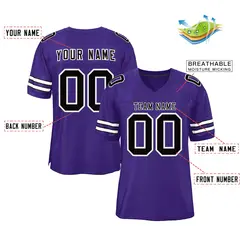 Purple Black-White Classic Style Authentic Football Jersey 2