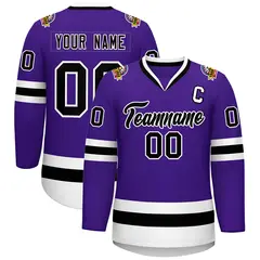 Purple Black-White Classic Style Hockey Jersey 1