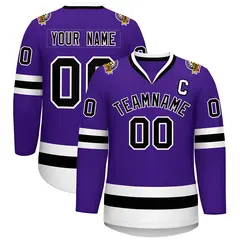 Purple Black-White Classic Style Hockey Jersey 1
