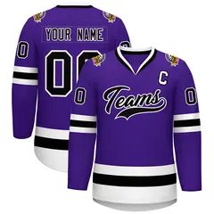 Purple Black-White Classic Style Hockey Jersey 1