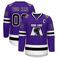 Purple Black-White Classic Style Hockey Jersey 1