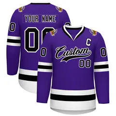 Purple Black-White Classic Style Hockey Jersey 1