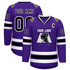 Purple Black-White Classic Style Hockey Jersey 1