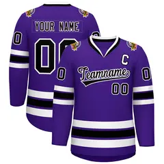 Purple Black-White Classic Style Hockey Jersey 1
