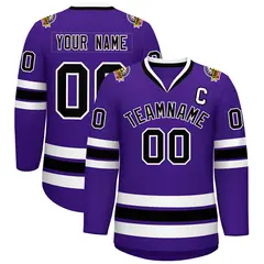 Purple Black-White Classic Style Hockey Jersey 1