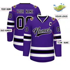 Purple Black-White Classic Style Hockey Jersey 2