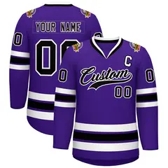 Purple Black-White Classic Style Hockey Jersey 1