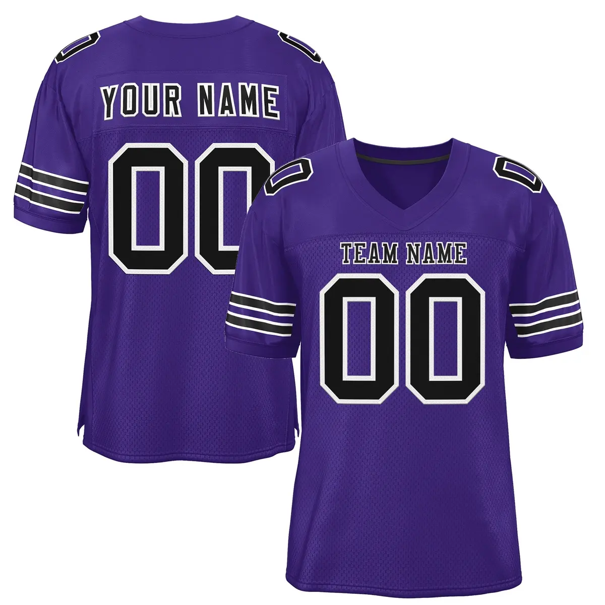 Purple Black-White Classic Style Mesh Football Jersey