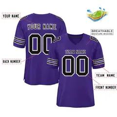 Purple Black-White Classic Style Mesh Football Jersey 2