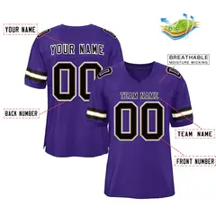 Purple Black-White Classic Style Mesh Football Jersey 2