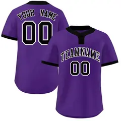 Purple Black-White Classic Two-Button Softball Jersey 1