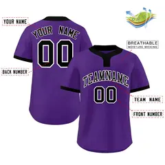 Purple Black-White Classic Two-Button Softball Jersey 2