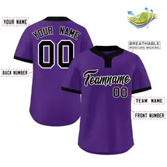 Purple Black-White Classic Two-Button Softball Jersey 2