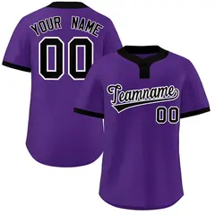 Purple Black-White Classic Two-Button Softball Jersey