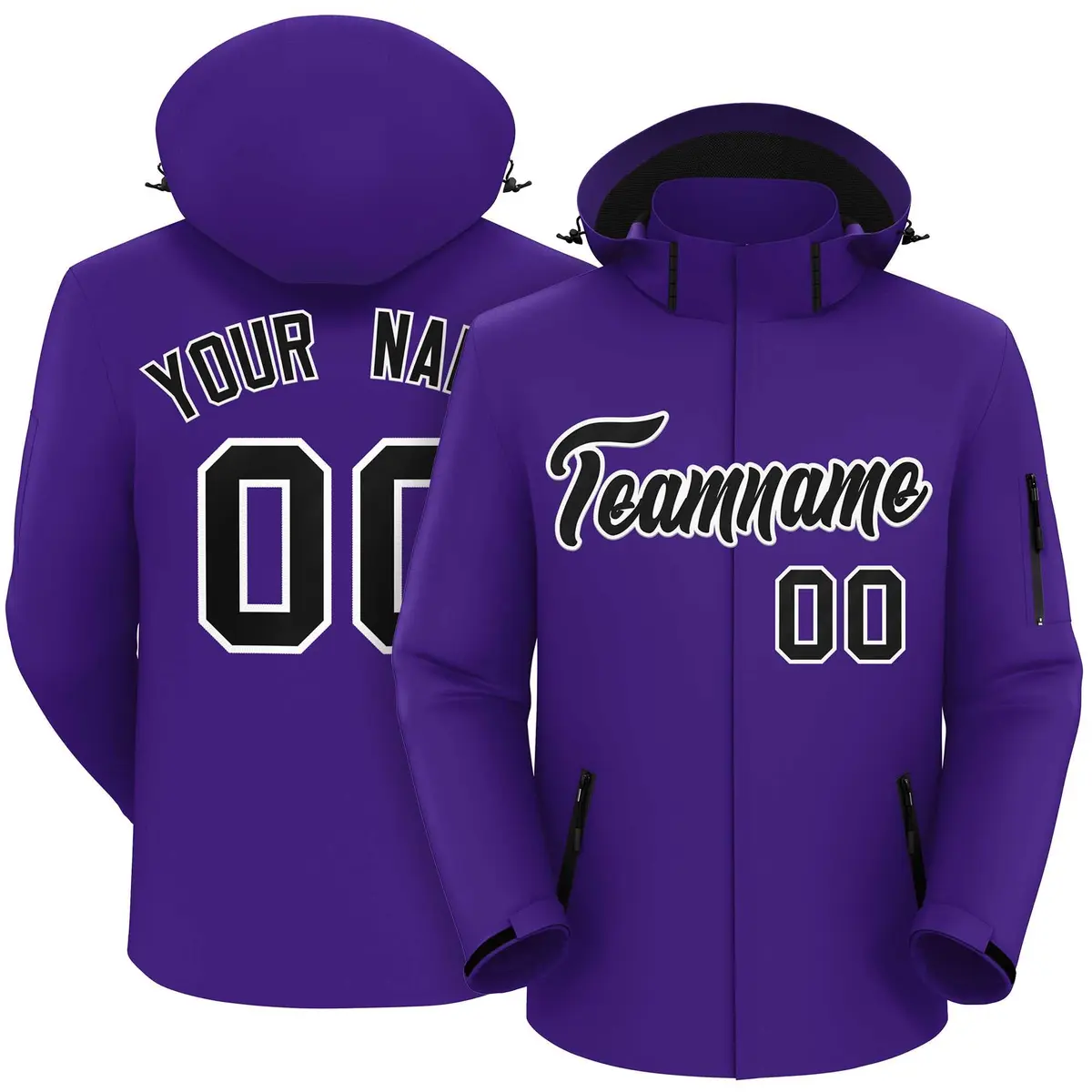 Purple Black-White Classic Waterproof Jacket